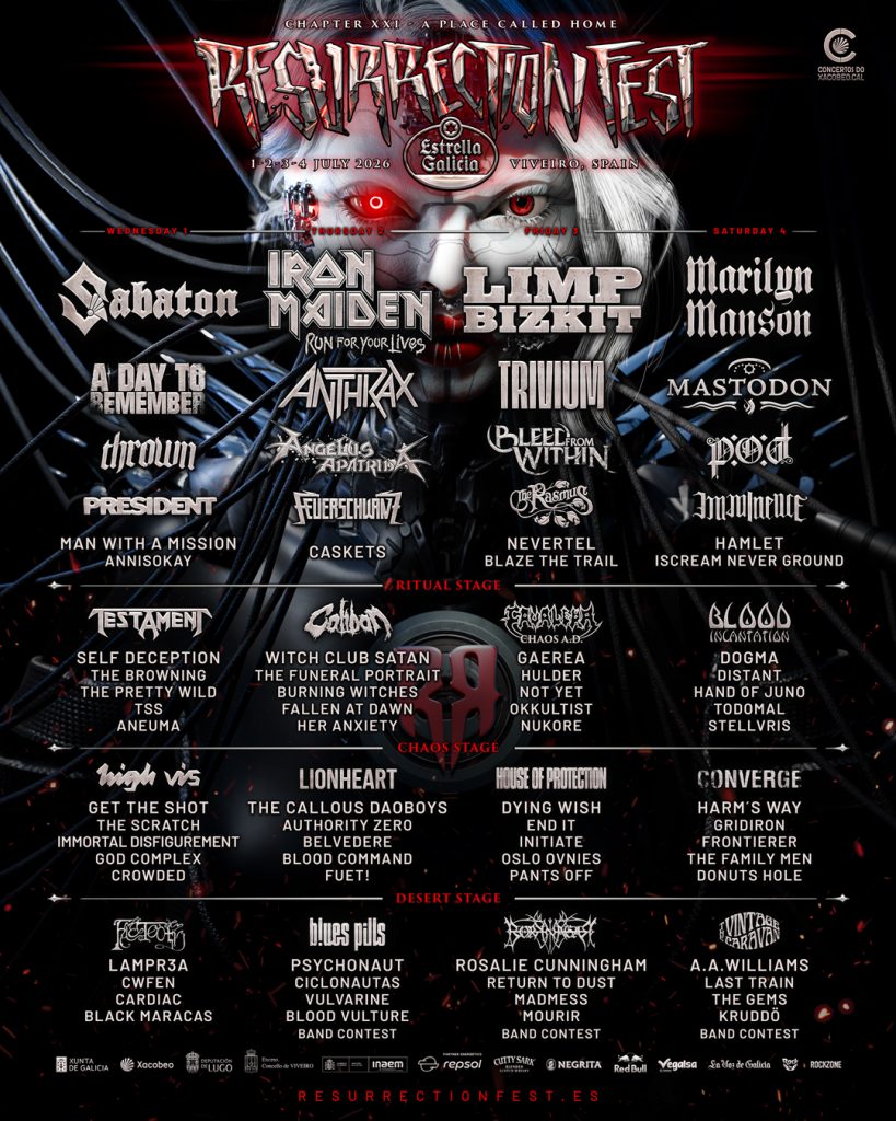 RESURRECTION FEST ESTRELLA GALICIA 2026 PRESENTA SU CARTEL POR DÍAS.