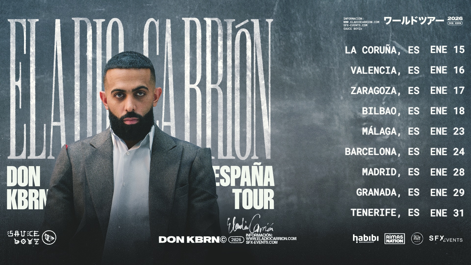 Eladio Carrión aterriza en España con su “DON KBRN World Tour”