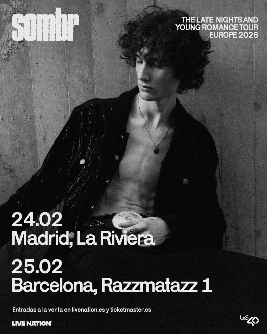 sombr actuará enMadrid y Barcelona con su gira The Late Nights & Young Romance Tour  
