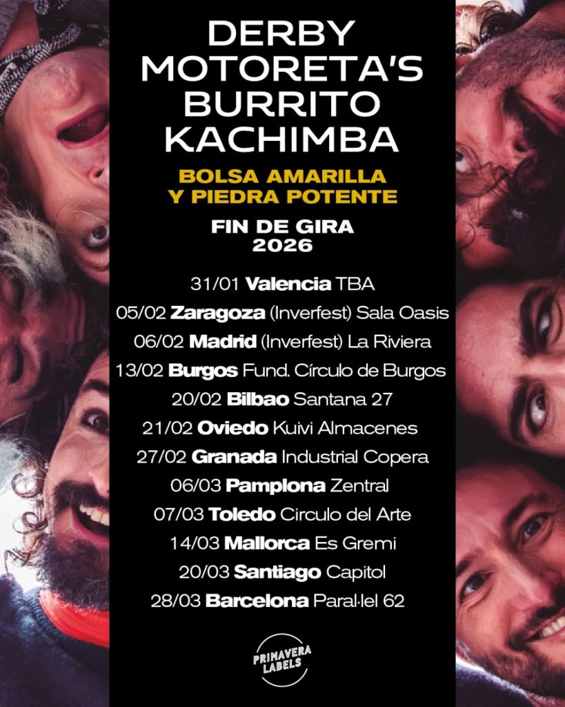 Derby Motoreta’s Burrito Kachimba encara el fin de su gira “Bolsa Amarilla y Piedra Potente” en 2026