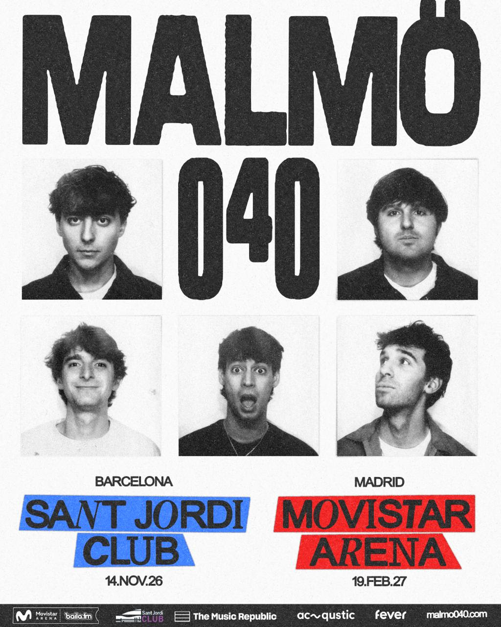 Malmö 040 anuncia sus primeros Movistar Arena y Sant Jordi Club, los conciertos más especiales de su carrera hasta la fecha