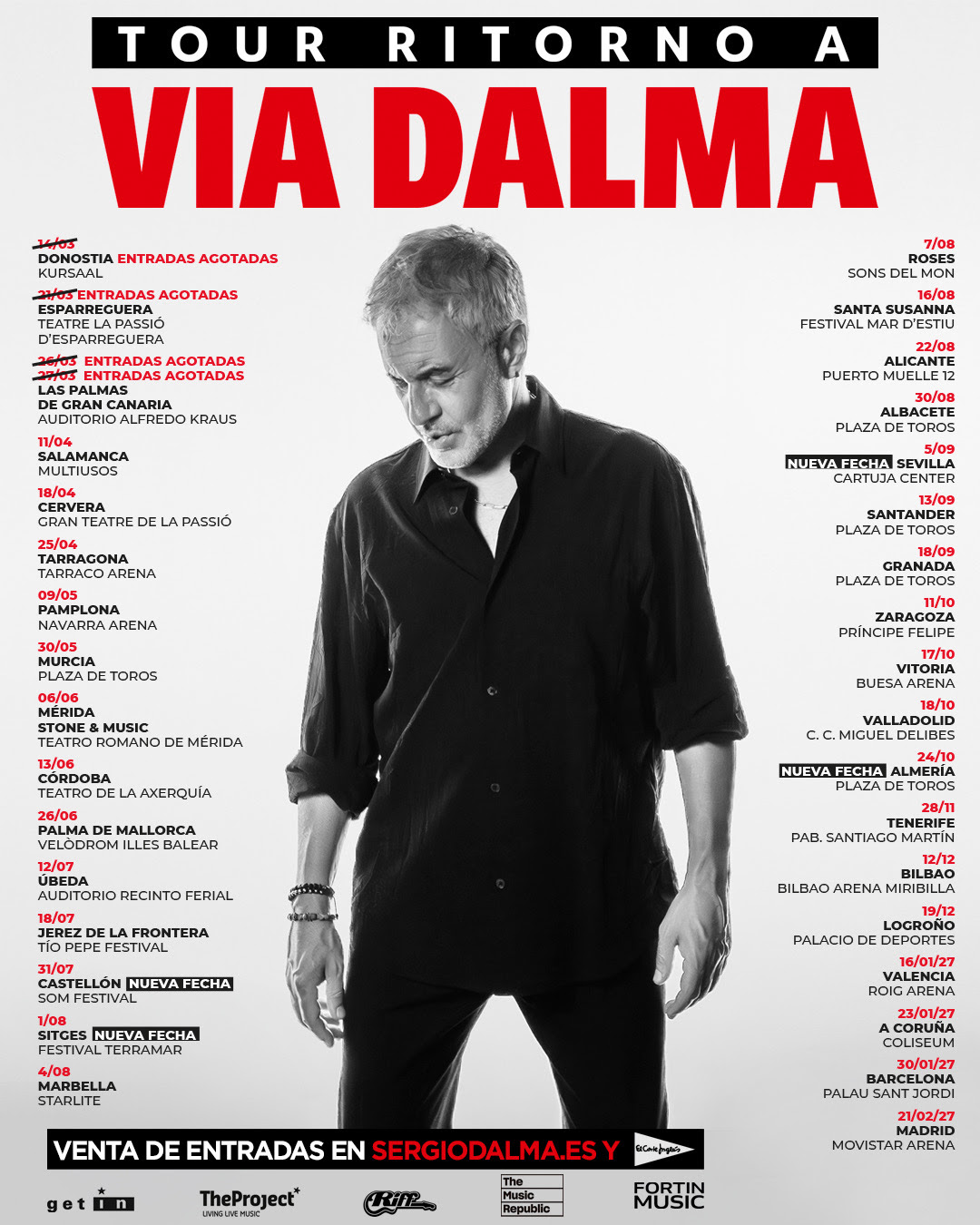 Sergio Dalma estrena su nuevo Tour “Ritorno a Via Dalma” el 14 de marzo en Donostia con todas las entradas agotadas