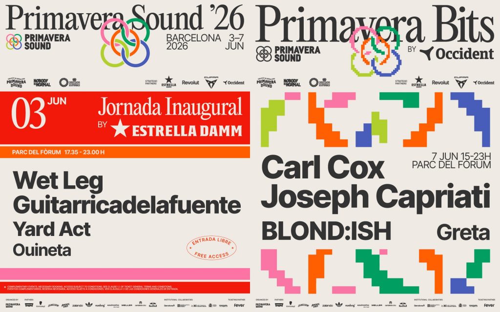 Primavera Sound Barcelona 2026 empieza a vislumbrarse con los detalles de la Jornada Inaugural by Estrella Damm y la fiesta de clausura Primavera Bits by Occident