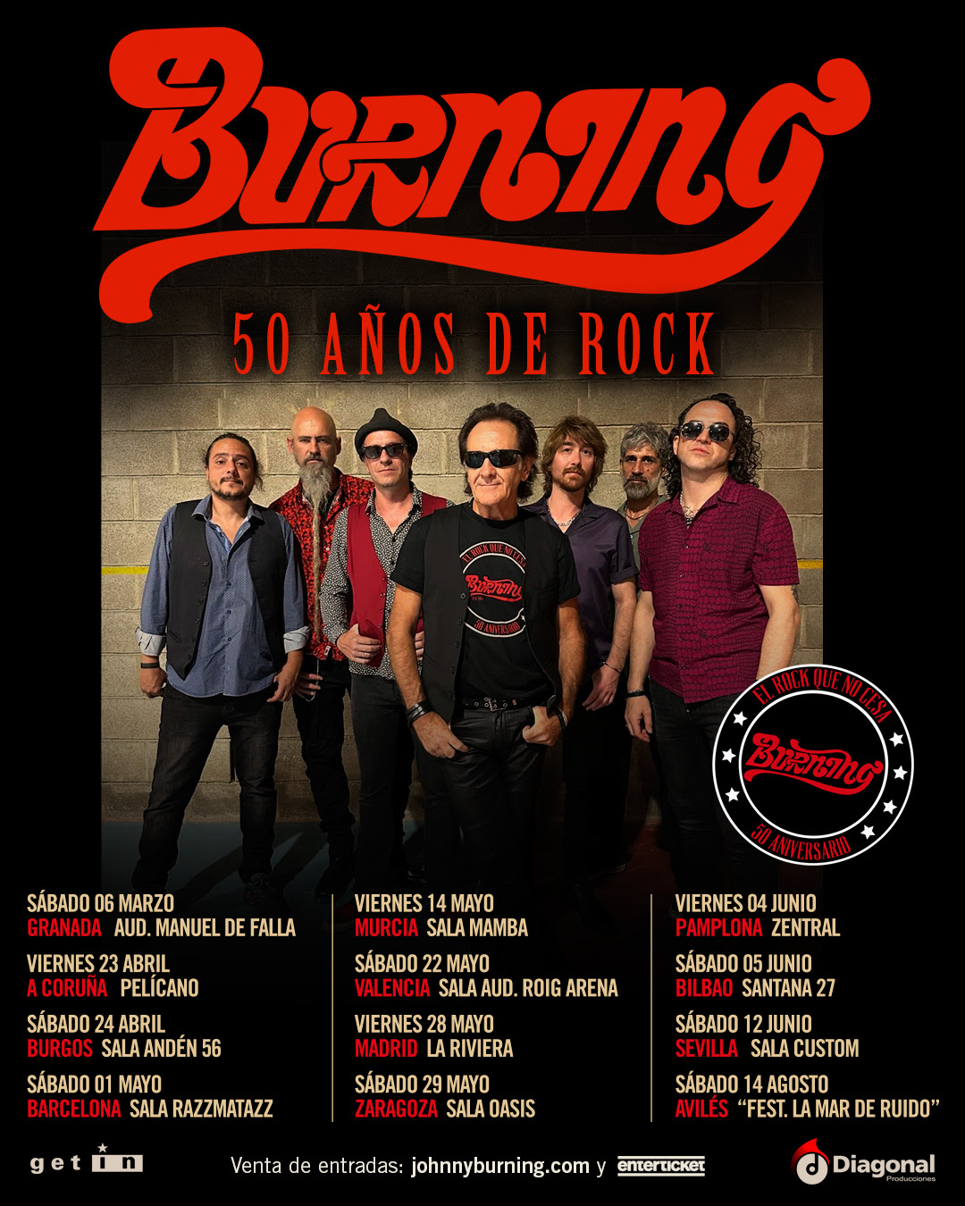BURNING CELEBRA SU 50º ANIVERSARIO CON UNA GIRA QUE LE LLEVARÁ A LAS PRINCIPALES CIUDADES EL PRÓXIMO AÑO